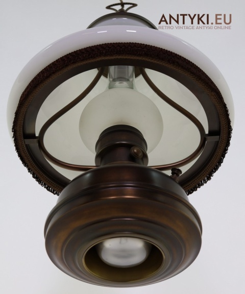 dwupunktowa lampa rustykalna mosiądz i szkło