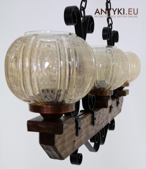 drewniany żyrandol rustykalny vintage
