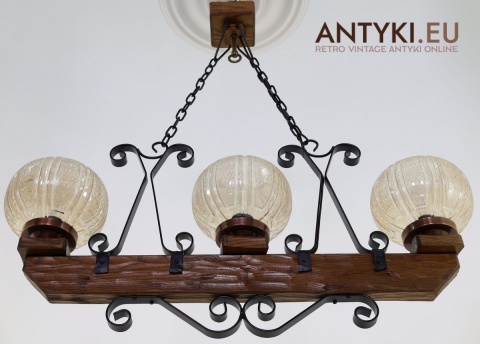 drewniany żyrandol do salonu