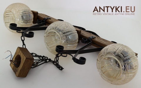 żyrandol rustykalny drewniano metalowy