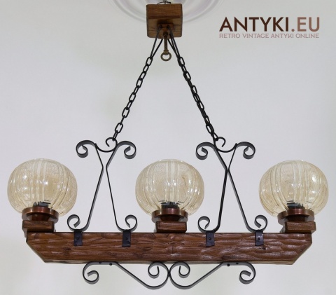 wiesząca lampa retro rustykalna 3 klosze