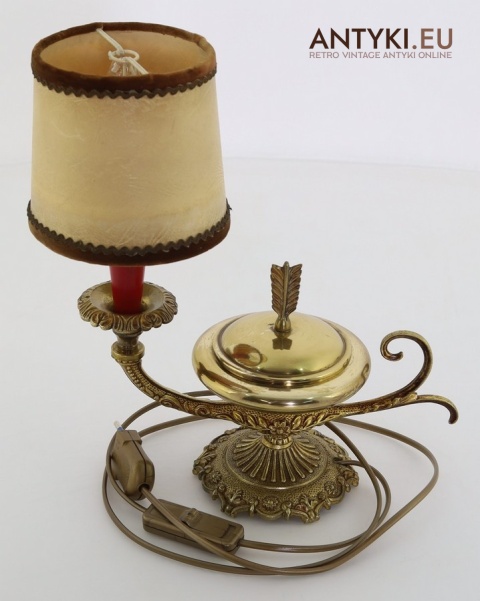 mini mosiężna lampka stołowa retro