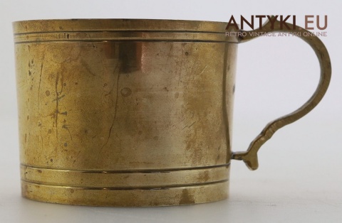 Mosiężne naczynie vintage z uchwytem – kubek / świecznik retro z epoki