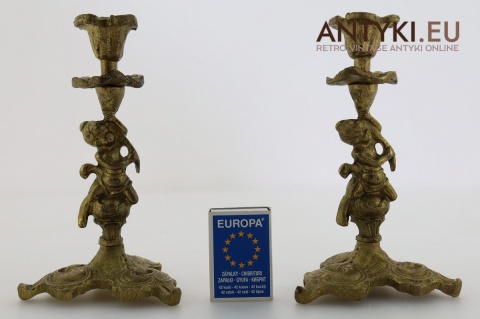 świeczniki mosiądz odlew masywne retro
