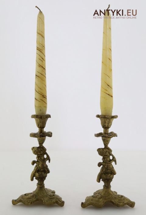 świeczniki barokowe z mosiądzu