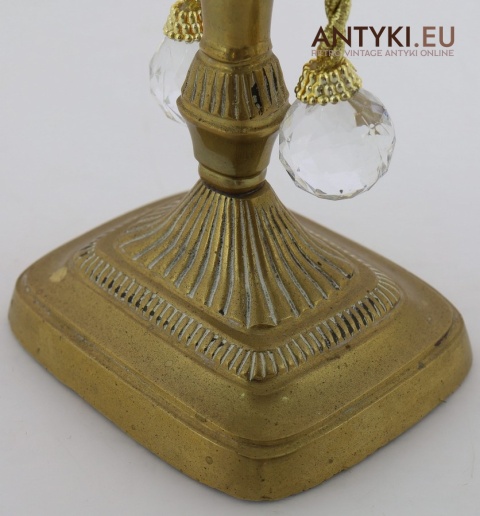 empire świecznik mosiężny ciężki masywny odlew