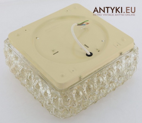 Plafon Limburg retro z lat 70. – szklany klosz opalizujący vintage