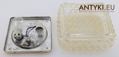 Plafon Limburg retro z lat 70. – szklany klosz opalizujący vintage