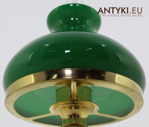 zielony klosz bankierski szkło vintage