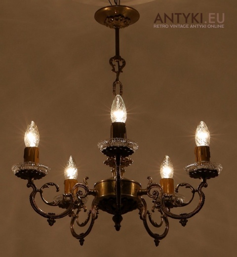 francuski żyrandol z dawnych lat mosiądz