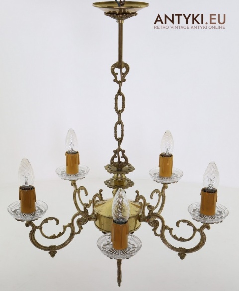 unikatowy żyrandol mosiężny sprowadzony z francji