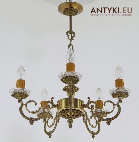 żyrandol z epoki lata 50 mosiądz