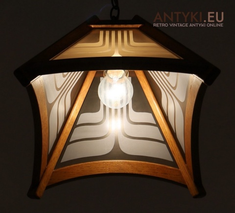 starodawna lampa sufitowa dębowa w idealnym stanie