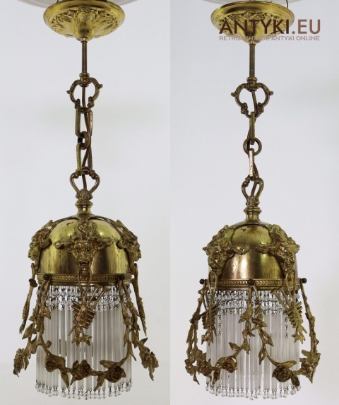 antyczna lampa secesyjna vintage z epoki mosiądz