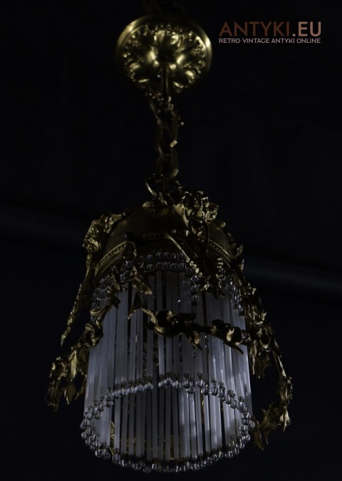 antyczne oświetlenie secesyjne róże liście mosiądz