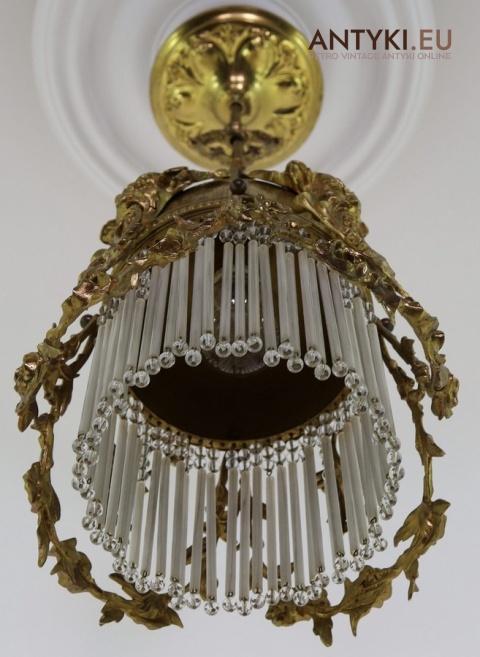 lampa wisząca z epoki szklane rurki i kryształowe koraliki