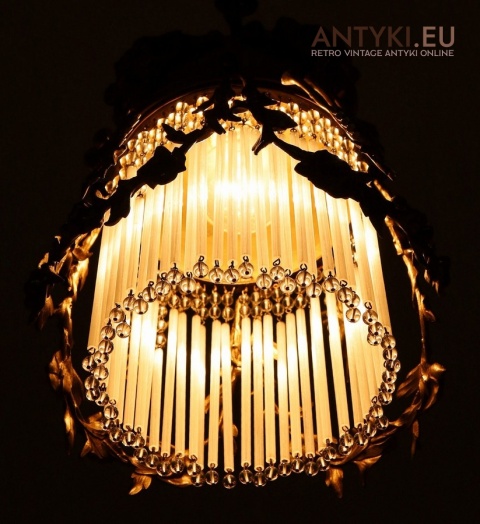 kolekcjonerska lampa secesyjna mosiężna kompletna