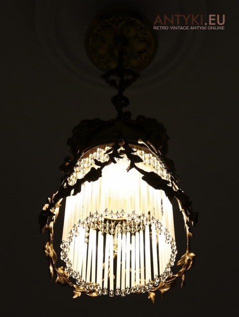 lampa art nouveau mosiądz i szkło rurki bez uszkodzeń