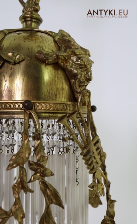 secesja art nouveau lampa sufitowa mosiądz róże