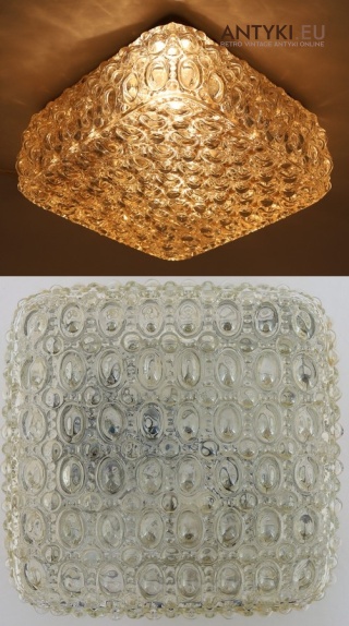 Plafon Limburg retro z lat 70. – szklany klosz opalizujący vintage