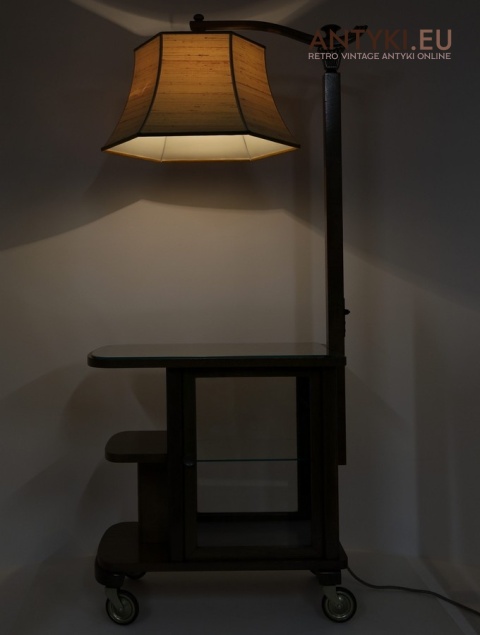 stylowy wózek serwisowy na kółkach lite drewno i szkło