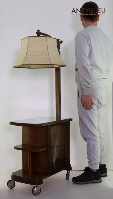 stolik lampa na kółkach retro