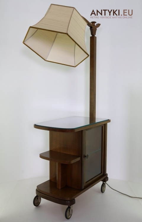 drewniany stolik pomocniczy z epoki lata 60