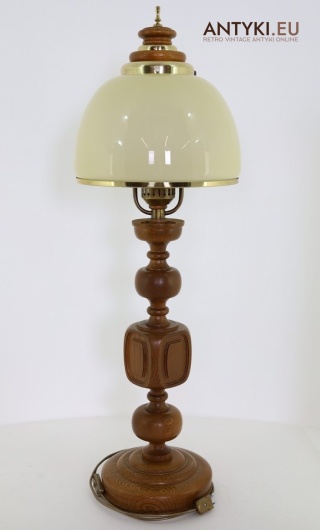 XXL! Duża lampa gabinetowa z litego dębu – stylowe oświetlenie vintage