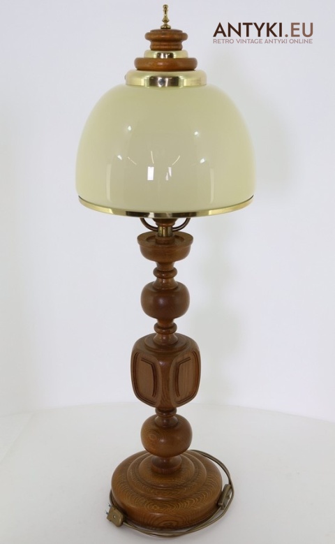 duża lampa stołowa mid-century modern drewniana