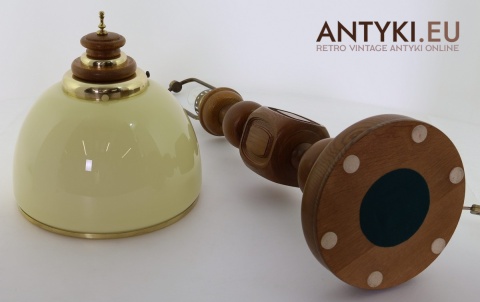 duża lampa dekoracyjna dębowa z epoki