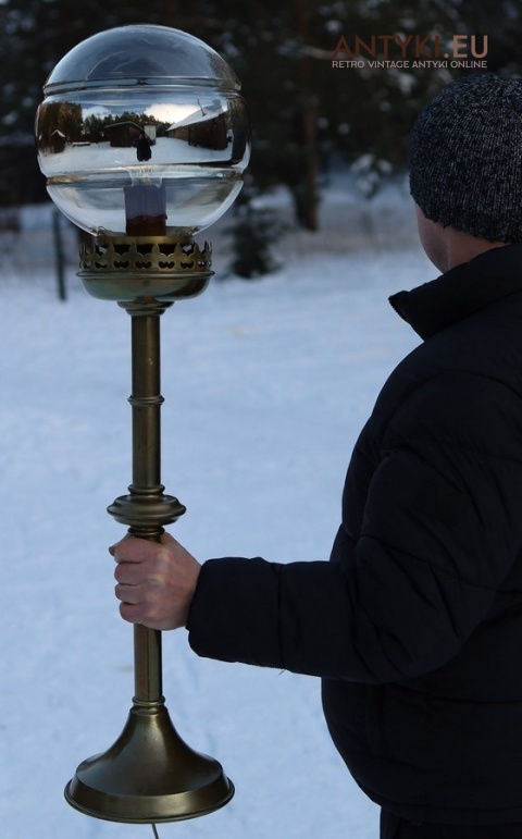 lampa stołowa retro nocna mosiądz szkło