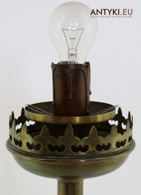 zabytkowe oświetlenie stołowe mosiężne