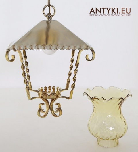 złotawa lampa wisząca do ganku