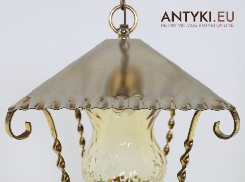 sufitowa lampa mosiądzowana z epoki