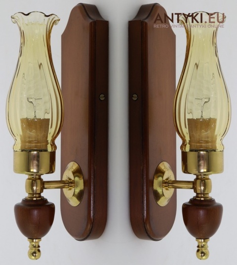 kinkiety rustykalne vintage z litego drewna