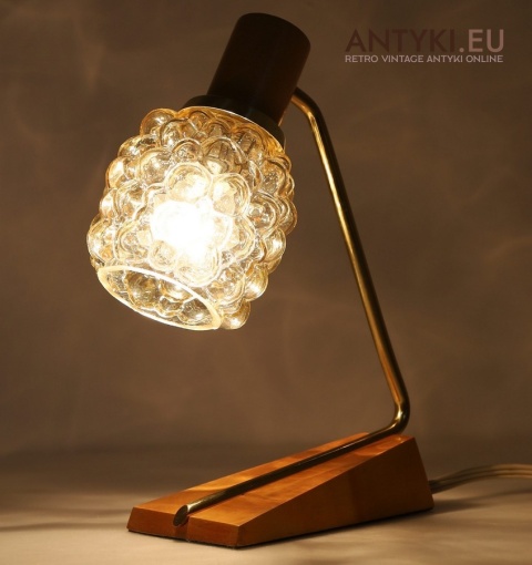 lampka stołowa z bursztynowym szkłem