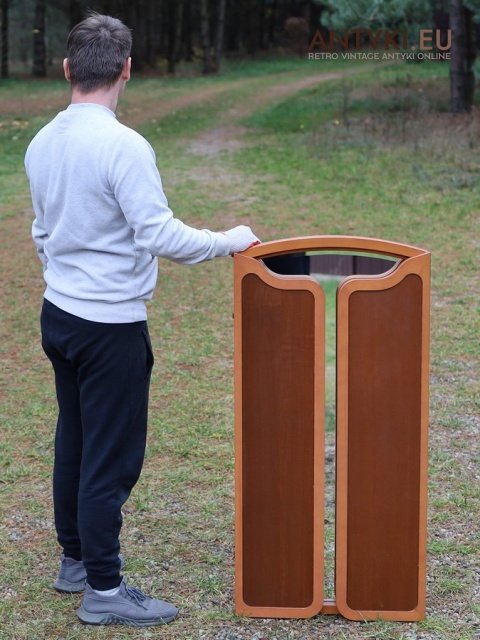 retro lustro drewniane 3 skrzydłowe