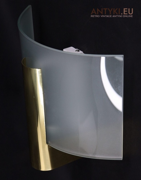 mosiężne kinkiety gięte szkło retro