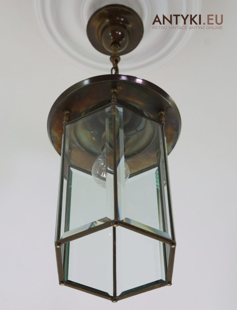 witrażowa lampa retro ze szlifowanym szkłem