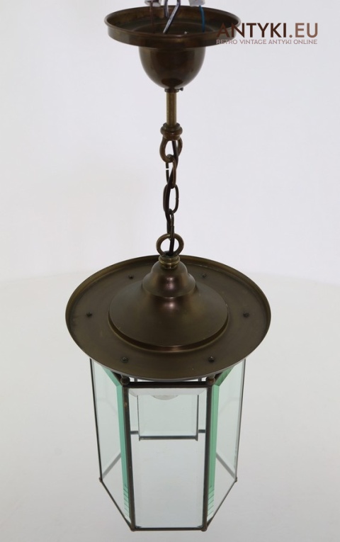 sufitowa dekoracyjna lampa witrażowa z mosiądzu