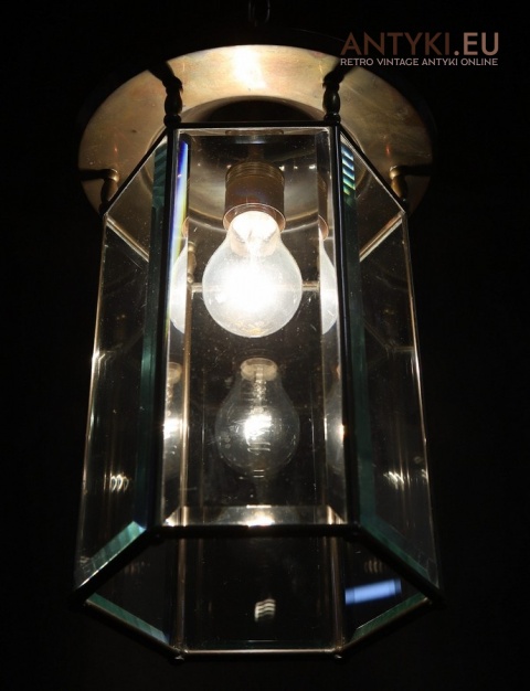 witrażowa ozdobna lampa sufitowa vintage