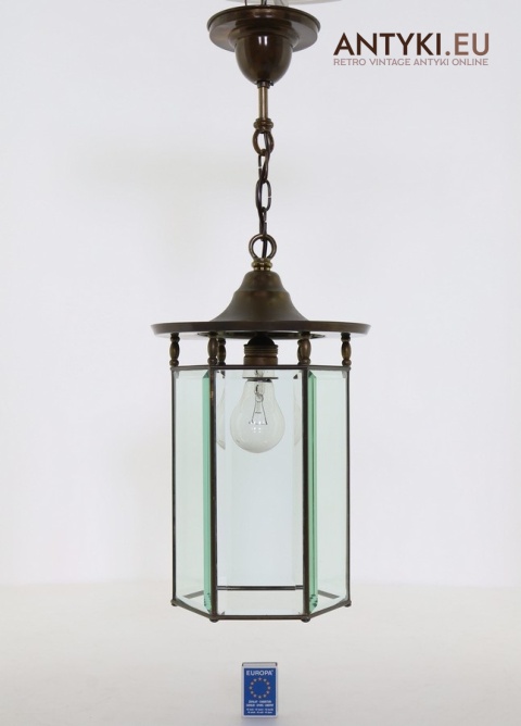 wisząca lampa starodawna szlifowane szkło