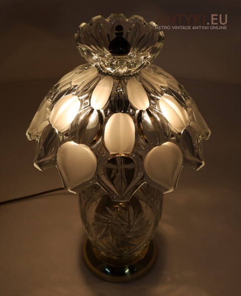 masywna lampa stołowa mosiężna vintage