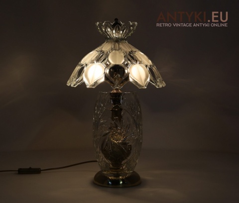 ciężka lampa kryształowa mosiądz vintage