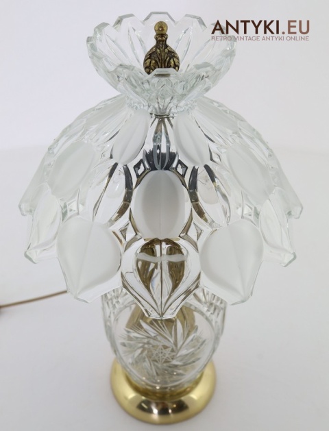 antyczne oświetlenie vintage mosiądz kryształ