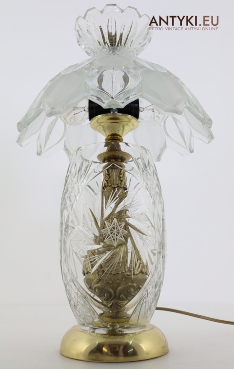 lampa stołowa retro ciężkie szkło kryształowe