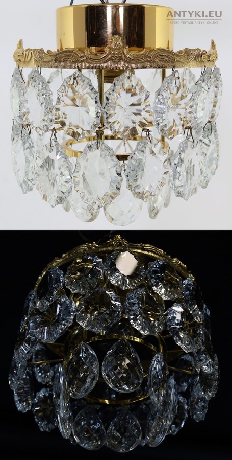 antyczna lampa sufitowa z kryształu