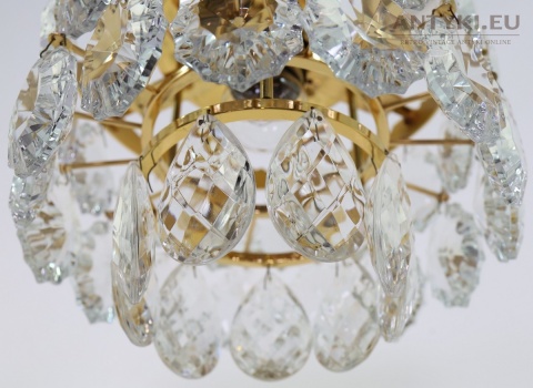 kryształ vintage plafoniera mosiężna