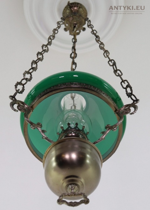 retro lampa sufitowa z zielonym kloszem
