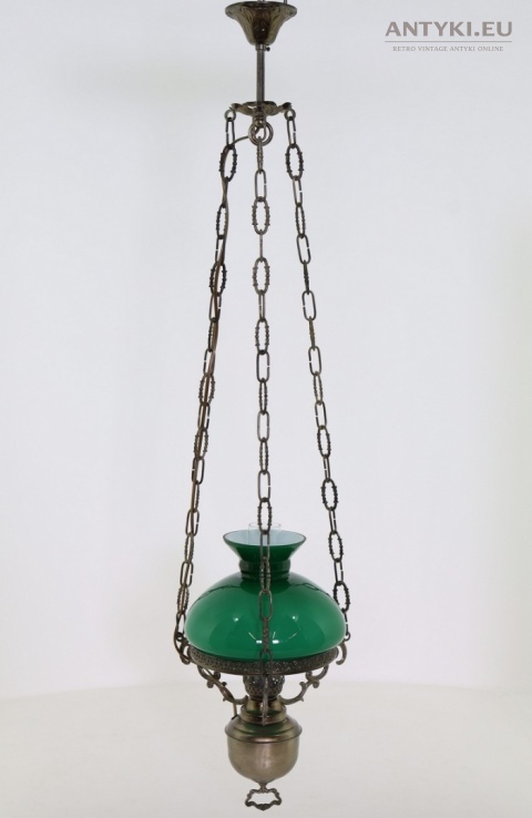 francuska lampa retro zielony klosz bankierski